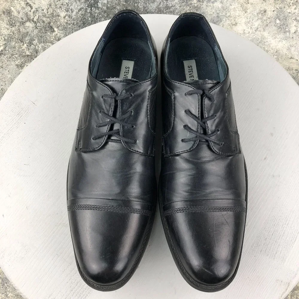 Steve Madden Men's Size 10.5M Minted Black Leather Lace-Up Oxfords Dress Shoes